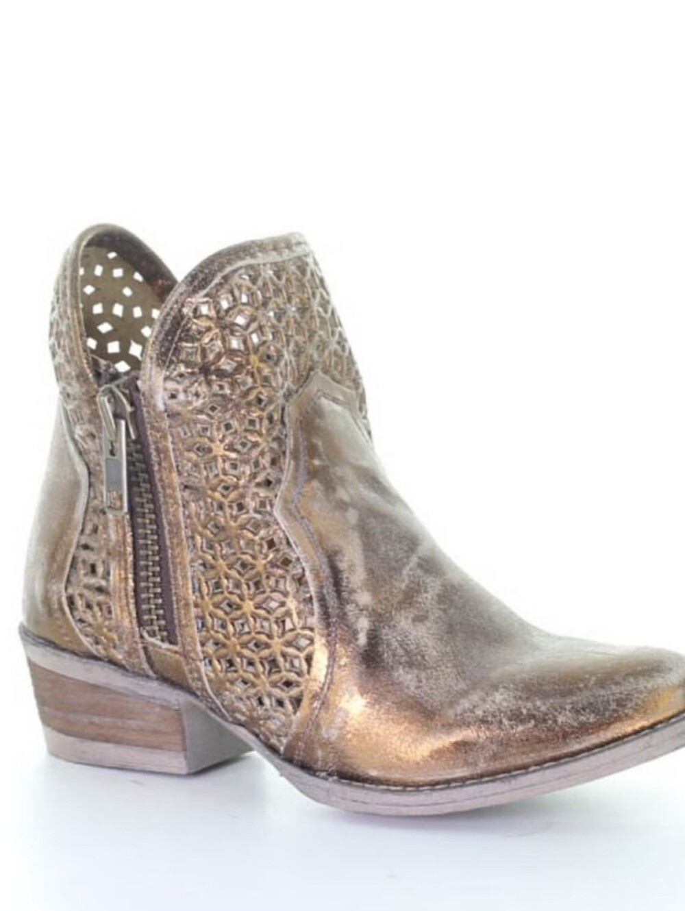 Circle G Copper Cutout Leather Ankle Bootie